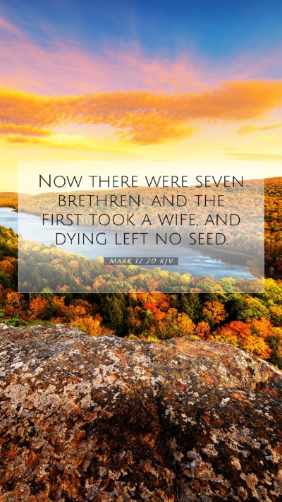 Picture 07 - Mark 12:20 KJV Mobile Phone Wallpaper - Now there were seven brethren: and the first took - Mobile Bible Verse Wallpaper