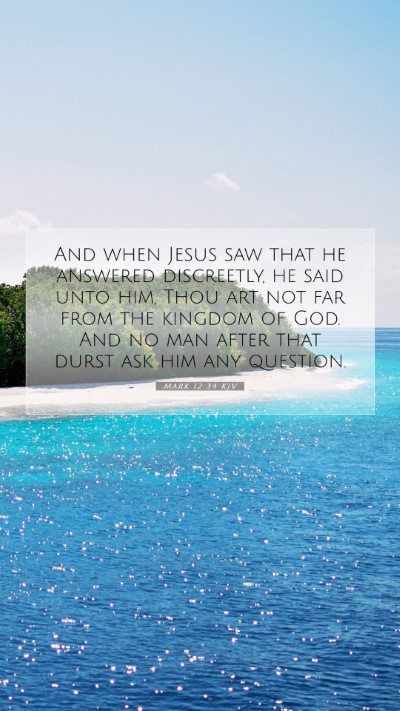 Picture 07 - Mark 12:34 KJV Mobile Phone Wallpaper - And when Jesus saw that he answered discreetly, - Mobile Bible Verse Wallpaper