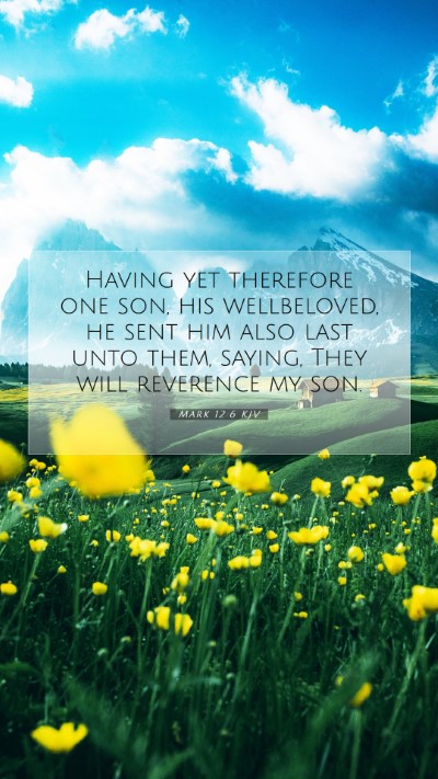 Picture 07 - Mark 12:6 KJV Mobile Phone Wallpaper - Having yet therefore one son, his wellbeloved, he - Mobile Bible Verse Wallpaper