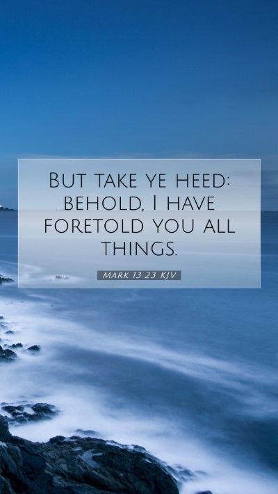 Picture 07 - Mark 13:23 KJV Mobile Phone Wallpaper - But take ye heed: behold, I have foretold you all - Mobile Bible Verse Wallpaper