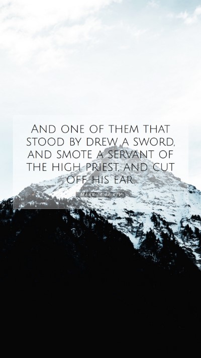 Picture 07 - Mark 14:47 KJV Mobile Phone Wallpaper - And one of them that stood by drew a sword, and - Mobile Bible Verse Wallpaper