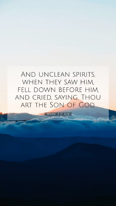 Picture 07 - Mark 3:11 KJV Mobile Phone Wallpaper - And unclean spirits, when they saw him, fell down - Mobile Bible Verse Wallpaper