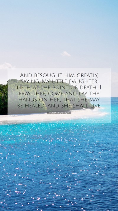 Picture 07 - Mark 5:23 KJV Mobile Phone Wallpaper - And besought him greatly, saying, My little - Mobile Bible Verse Wallpaper