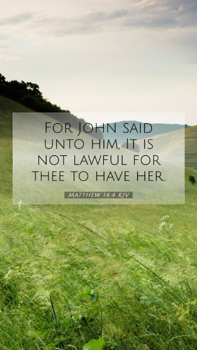 Picture 07 - Matthew 14:4 KJV Mobile Phone Wallpaper - For John said unto him, It is not lawful for thee - Mobile Bible Verse Wallpaper