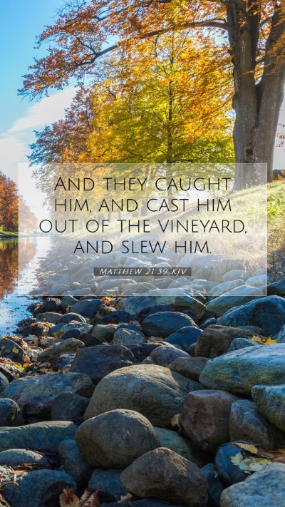 Picture 07 - Matthew 21:39 KJV Mobile Phone Wallpaper - And they caught him, and cast him out of the - Mobile Bible Verse Wallpaper