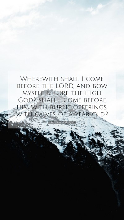 Picture 07 - Micah 6:6 KJV Mobile Phone Wallpaper - Wherewith shall I come before the LORD, and bow - Mobile Bible Verse Wallpaper