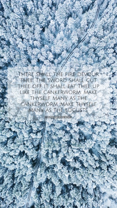 Picture 07 - Nahum 3:15 KJV Mobile Phone Wallpaper - There shall the fire devour thee; the sword shall - Mobile Bible Verse Wallpaper