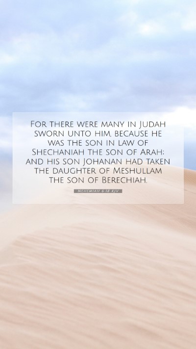 Picture 07 - Nehemiah 6:18 KJV Mobile Phone Wallpaper - For there were many in Judah sworn unto him, - Mobile Bible Verse Wallpaper