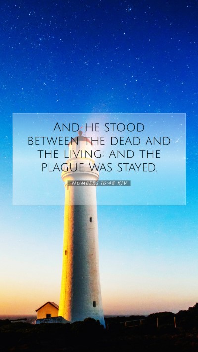 Picture 07 - Numbers 16:48 KJV Mobile Phone Wallpaper - And he stood between the dead and the living; and - Mobile Bible Verse Wallpaper