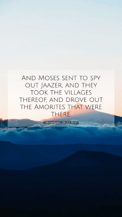 Picture 07 - Numbers 21:32 KJV Mobile Phone Wallpaper - And Moses sent to spy out Jaazer, and they took - Mobile Bible Verse Wallpaper