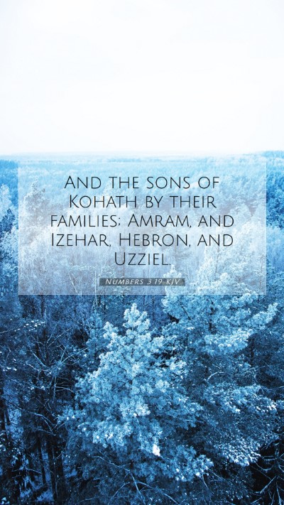 Picture 07 - Numbers 3:19 KJV Mobile Phone Wallpaper - And the sons of Kohath by their families; Amram, - Mobile Bible Verse Wallpaper