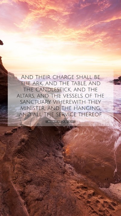 Picture 07 - Numbers 3:31 KJV Mobile Phone Wallpaper - And their charge shall be the ark, and the table, - Mobile Bible Verse Wallpaper