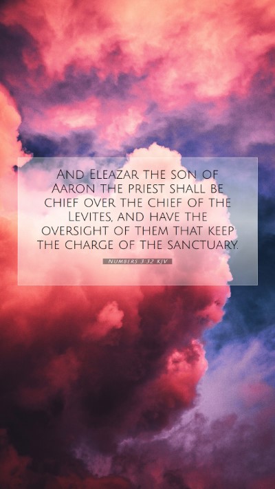 Picture 07 - Numbers 3:32 KJV Mobile Phone Wallpaper - And Eleazar the son of Aaron the priest shall be - Mobile Bible Verse Wallpaper