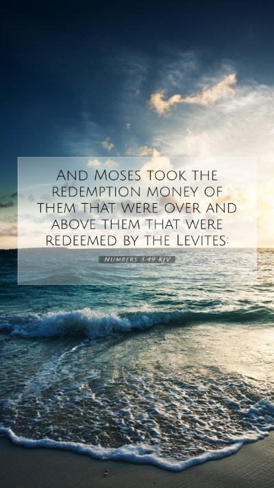 Picture 07 - Numbers 3:49 KJV Mobile Phone Wallpaper - And Moses took the redemption money of them that - Mobile Bible Verse Wallpaper