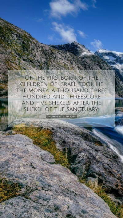 Picture 07 - Numbers 3:50 KJV Mobile Phone Wallpaper - Of the firstborn of the children of Israel took - Mobile Bible Verse Wallpaper