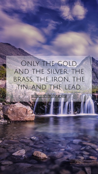 Picture 07 - Numbers 31:22 KJV Mobile Phone Wallpaper - Only the gold, and the silver, the brass, the - Mobile Bible Verse Wallpaper