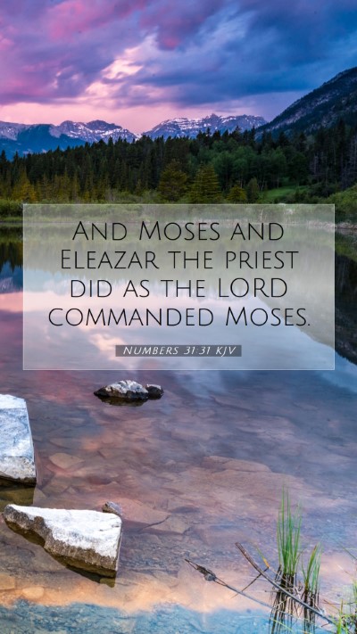 Picture 07 - Numbers 31:31 KJV Mobile Phone Wallpaper - And Moses and Eleazar the priest did as the LORD - Mobile Bible Verse Wallpaper