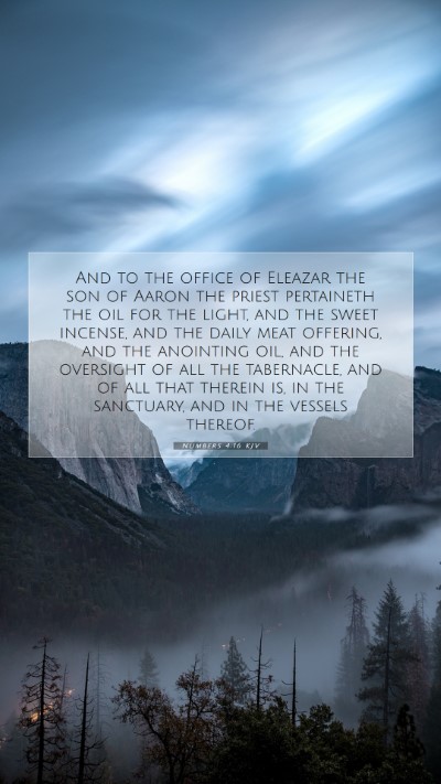 Picture 07 - Numbers 4:16 KJV Mobile Phone Wallpaper - And to the office of Eleazar the son of Aaron the - Mobile Bible Verse Wallpaper