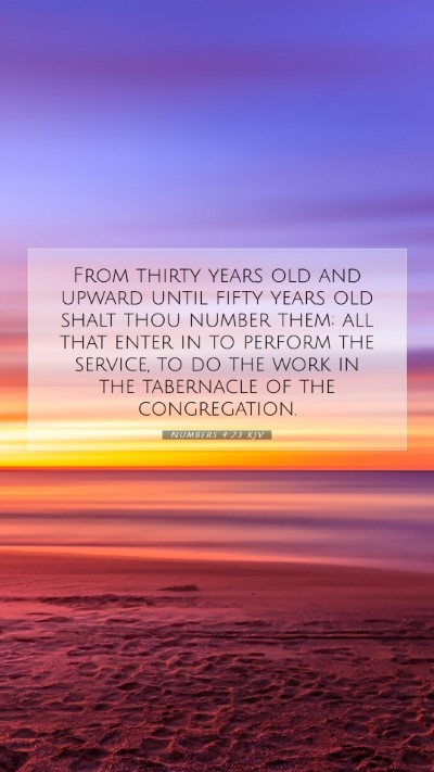 Picture 07 - Numbers 4:23 KJV Mobile Phone Wallpaper - From thirty years old and upward until fifty - Mobile Bible Verse Wallpaper