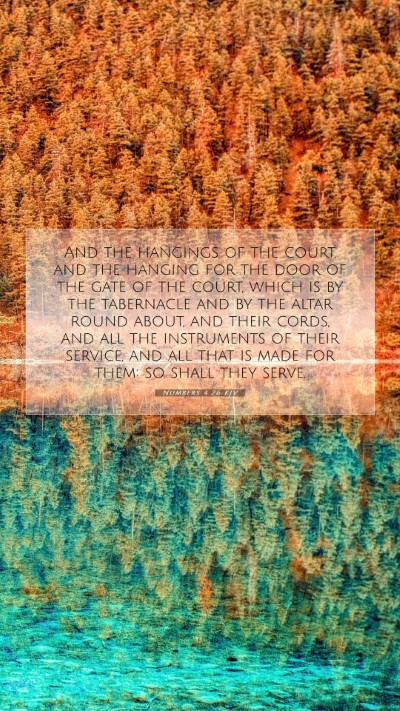 Picture 07 - Numbers 4:26 KJV Mobile Phone Wallpaper - And the hangings of the court, and the hanging - Mobile Bible Verse Wallpaper