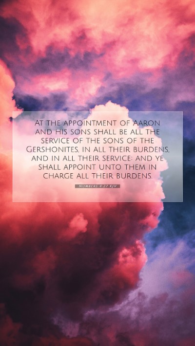 Picture 07 - Numbers 4:27 KJV Mobile Phone Wallpaper - At the appointment of Aaron and his sons shall be - Mobile Bible Verse Wallpaper