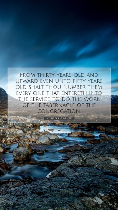 Picture 07 - Numbers 4:30 KJV Mobile Phone Wallpaper - From thirty years old and upward even unto fifty - Mobile Bible Verse Wallpaper