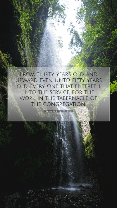 Picture 07 - Numbers 4:39 KJV Mobile Phone Wallpaper - From thirty years old and upward even unto fifty - Mobile Bible Verse Wallpaper