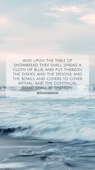 Picture 07 - Numbers 4:7 KJV Mobile Phone Wallpaper - And upon the table of showbread they shall spread - Mobile Bible Verse Wallpaper