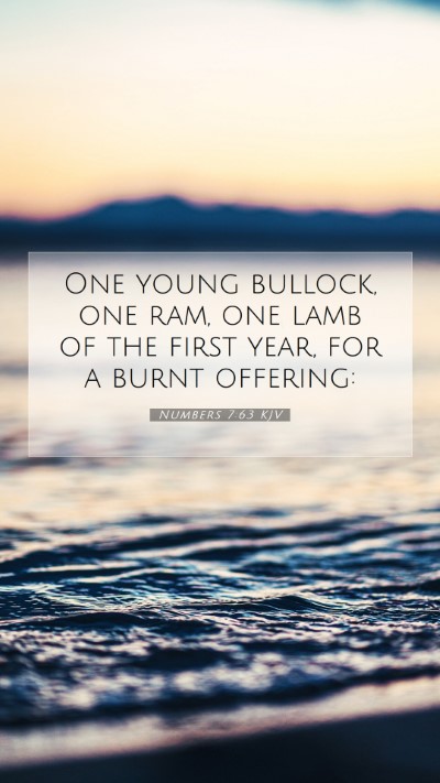 Picture 07 - Numbers 7:63 KJV Mobile Phone Wallpaper - One young bullock, one ram, one lamb of the first - Mobile Bible Verse Wallpaper
