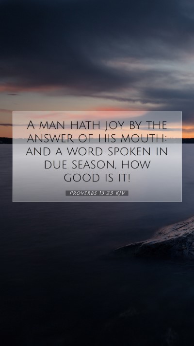 Picture 07 - Proverbs 15:23 KJV Mobile Phone Wallpaper - A man hath joy by the answer of his mouth: and a - Mobile Bible Verse Wallpaper