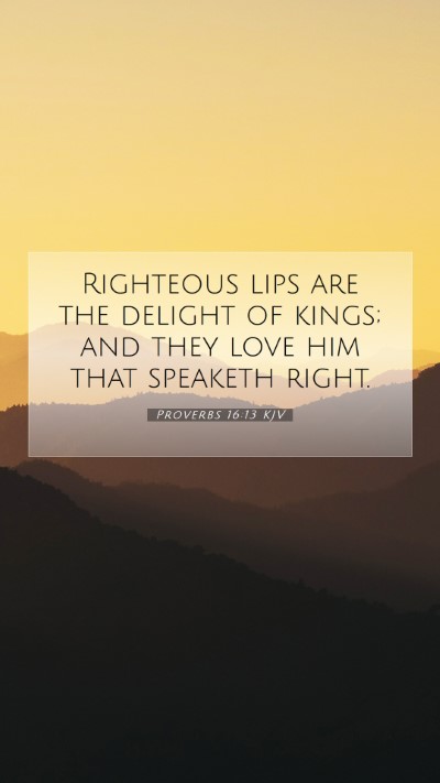 Picture 07 - Proverbs 16:13 KJV Mobile Phone Wallpaper - Righteous lips are the delight of kings; and they - Mobile Bible Verse Wallpaper