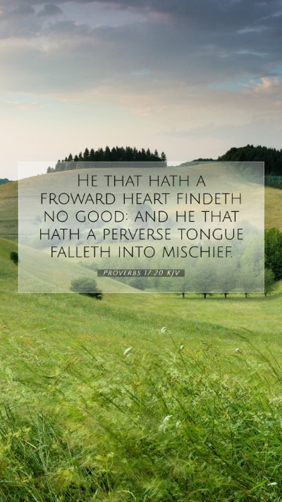 Picture 07 - Proverbs 17:20 KJV Mobile Phone Wallpaper - He that hath a froward heart findeth no good: and - Mobile Bible Verse Wallpaper