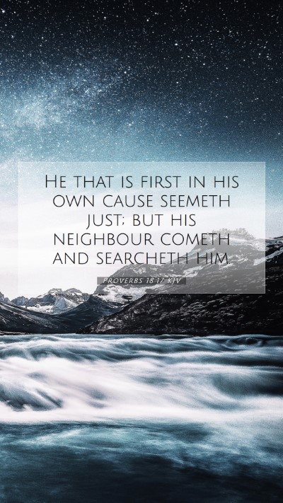 Picture 07 - Proverbs 18:17 KJV Mobile Phone Wallpaper - He that is first in his own cause seemeth just; - Mobile Bible Verse Wallpaper