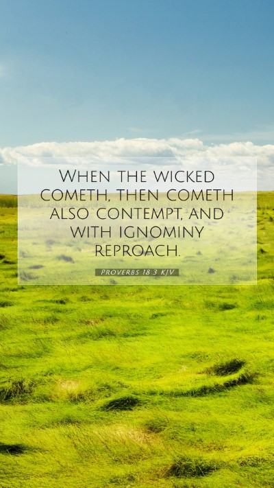 Picture 07 - Proverbs 18:3 KJV Mobile Phone Wallpaper - When the wicked cometh, then cometh also - Mobile Bible Verse Wallpaper