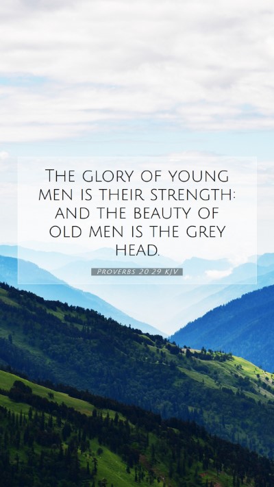 Picture 07 - Proverbs 20:29 KJV Mobile Phone Wallpaper - The glory of young men is their strength: and the - Mobile Bible Verse Wallpaper