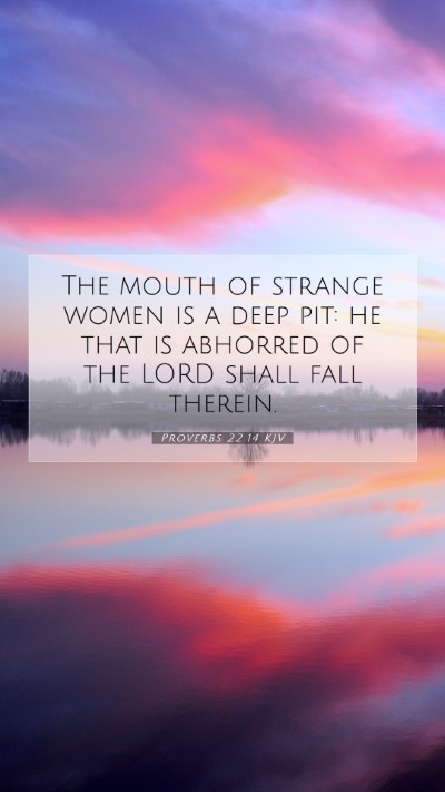 Picture 07 - Proverbs 22:14 KJV Mobile Phone Wallpaper - The mouth of strange women is a deep pit: he that - Mobile Bible Verse Wallpaper