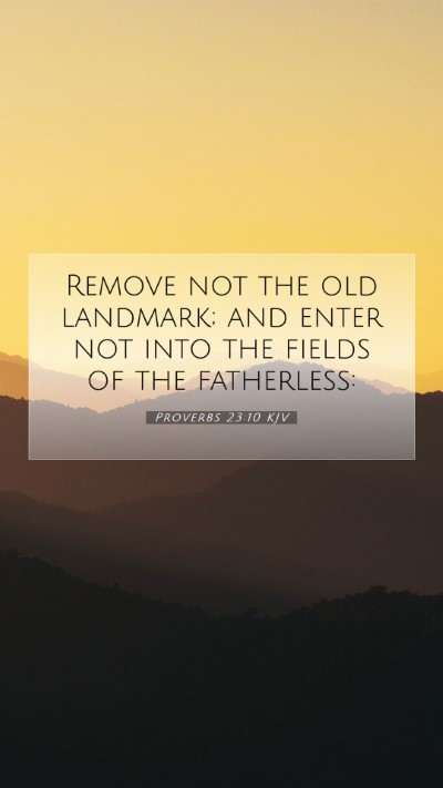 Picture 07 - Proverbs 23:10 KJV Mobile Phone Wallpaper - Remove not the old landmark; and enter not into - Mobile Bible Verse Wallpaper