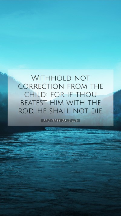 Picture 07 - Proverbs 23:13 KJV Mobile Phone Wallpaper - Withhold not correction from the child: for if - Mobile Bible Verse Wallpaper