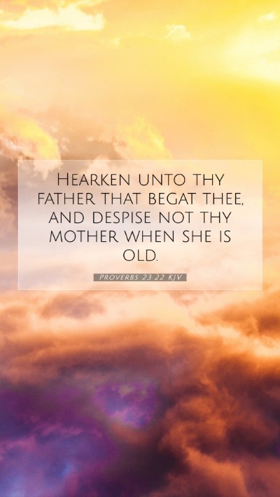 Picture 07 - Proverbs 23:22 KJV Mobile Phone Wallpaper - Hearken unto thy father that begat thee, and - Mobile Bible Verse Wallpaper