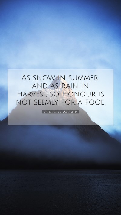 Picture 07 - Proverbs 26:1 KJV Mobile Phone Wallpaper - As snow in summer, and as rain in harvest, so - Mobile Bible Verse Wallpaper