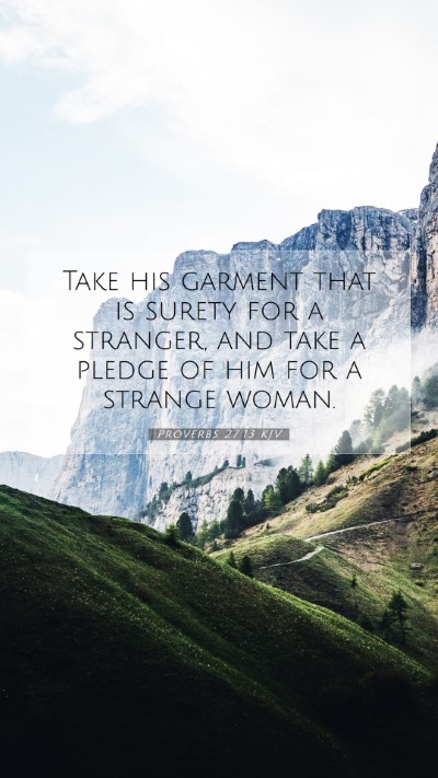 Picture 07 - Proverbs 27:13 KJV Mobile Phone Wallpaper - Take his garment that is surety for a stranger, - Mobile Bible Verse Wallpaper