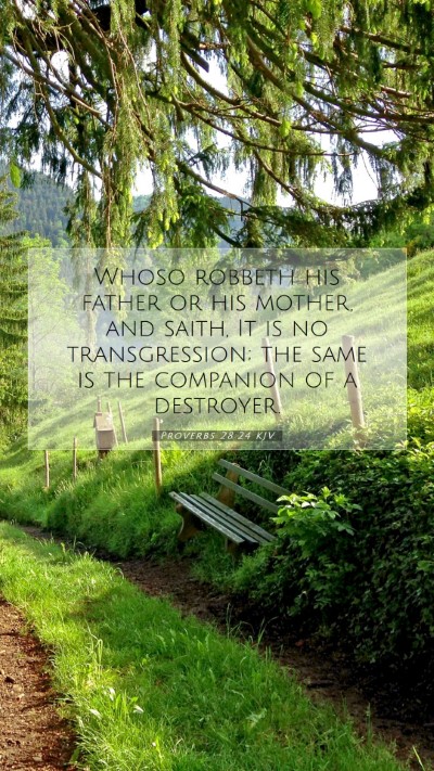 Picture 07 - Proverbs 28:24 KJV Mobile Phone Wallpaper - Whoso robbeth his father or his mother, and - Mobile Bible Verse Wallpaper