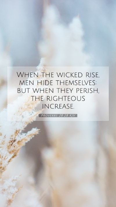 Picture 07 - Proverbs 28:28 KJV Mobile Phone Wallpaper - When the wicked rise, men hide themselves: but - Mobile Bible Verse Wallpaper