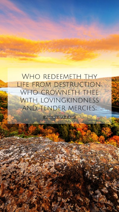 Picture 07 - Psalms 103:4 KJV Mobile Phone Wallpaper - Who redeemeth thy life from destruction; who - Mobile Bible Verse Wallpaper