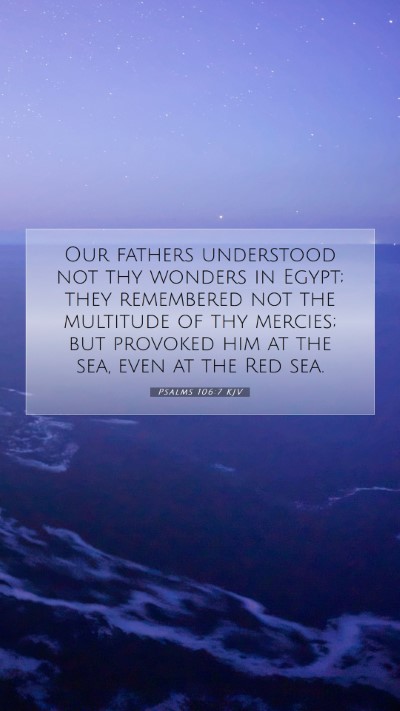 Picture 07 - Psalms 106:7 KJV Mobile Phone Wallpaper - Our fathers understood not thy wonders in Egypt; - Mobile Bible Verse Wallpaper
