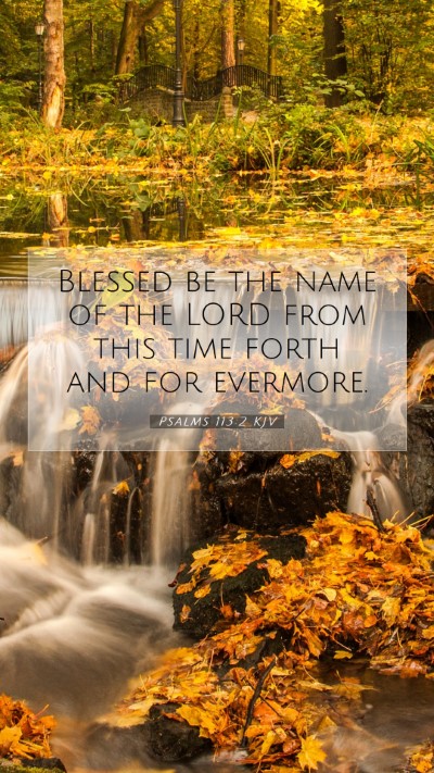 Picture 07 - Psalms 113:2 KJV Mobile Phone Wallpaper - Blessed be the name of the LORD from this time - Mobile Bible Verse Wallpaper