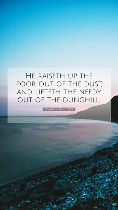 Picture 07 - Psalms 113:7 KJV Mobile Phone Wallpaper - He raiseth up the poor out of the dust, and - Mobile Bible Verse Wallpaper