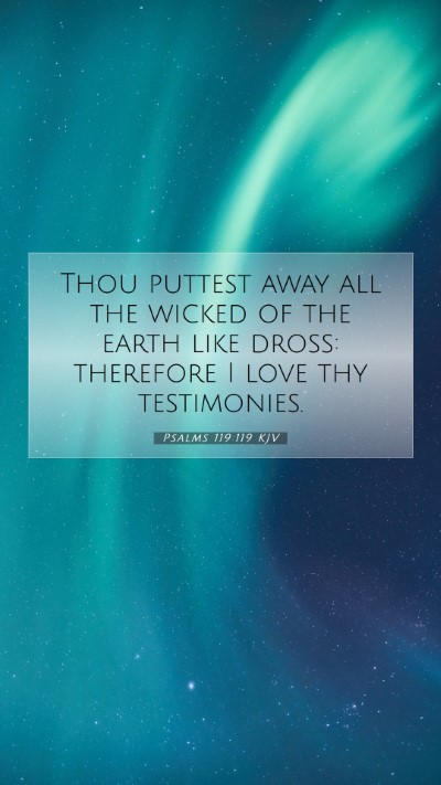 Picture 07 - Psalms 119:119 KJV Mobile Phone Wallpaper - Thou puttest away all the wicked of the earth - Mobile Bible Verse Wallpaper