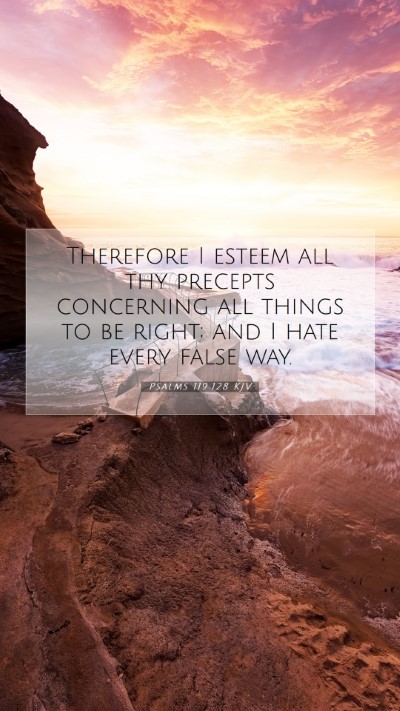 Picture 07 - Psalms 119:128 KJV Mobile Phone Wallpaper - Therefore I esteem all thy precepts concerning - Mobile Bible Verse Wallpaper