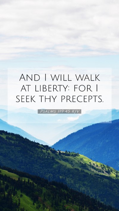 Picture 07 - Psalms 119:45 KJV Mobile Phone Wallpaper - And I will walk at liberty: for I seek thy - Mobile Bible Verse Wallpaper